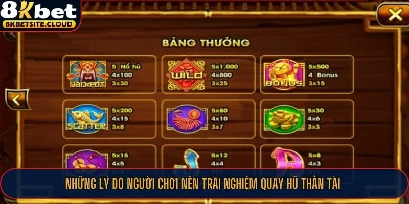 Những lý do người chơi nên trải nghiệm Quay Hũ Thần Tài
